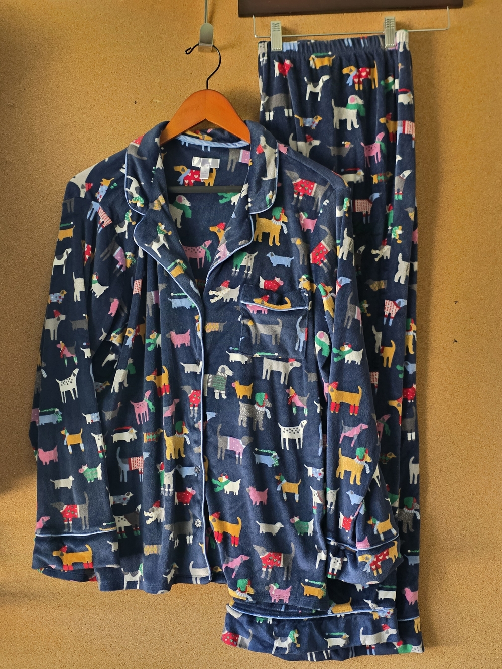Secret Treasures Navy Blue Velour Holiday Dog Pajama Set Plus 2X